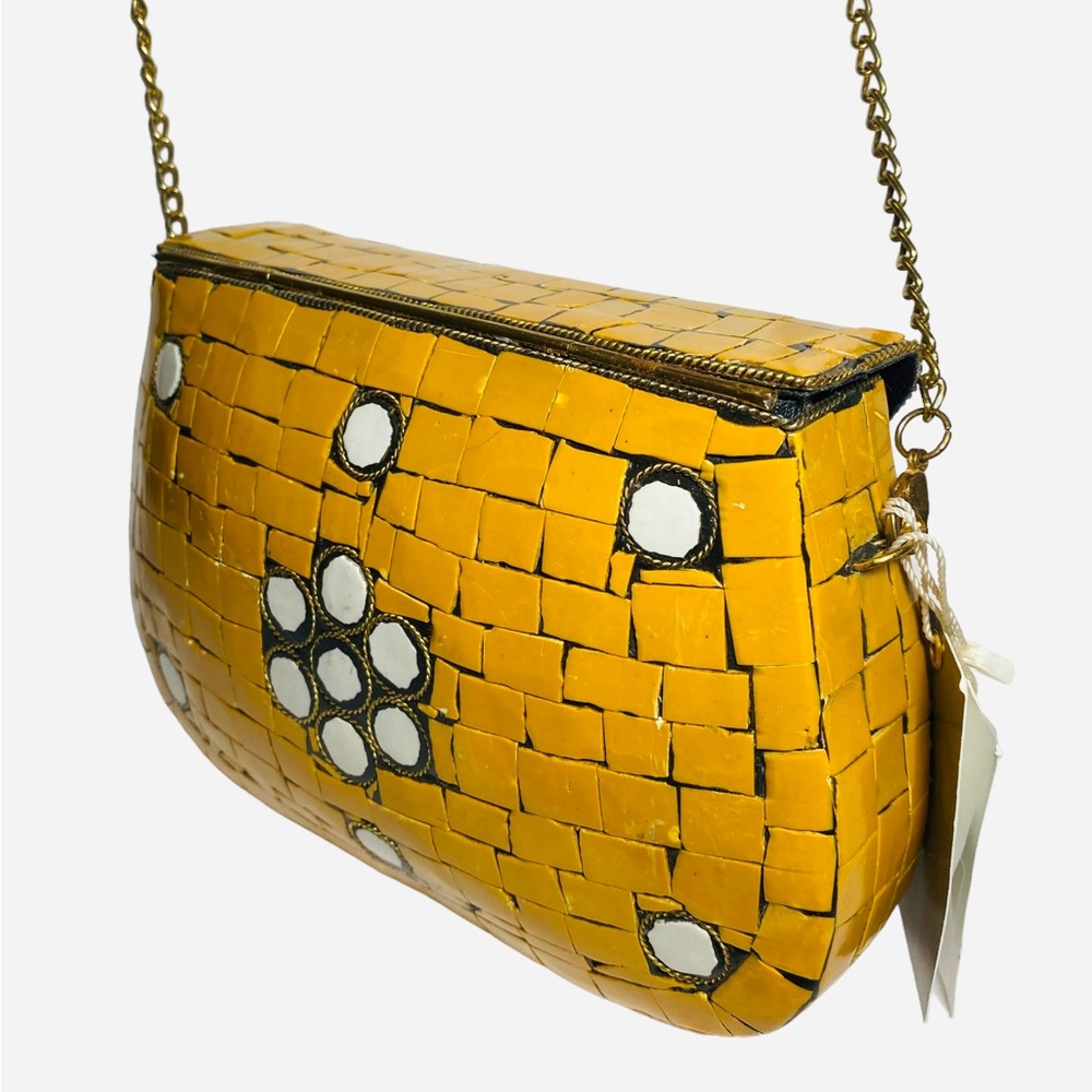 Antik Kraft Mosaic Pattern Yellow and Gold Women's Bag - Picture 7 of 13